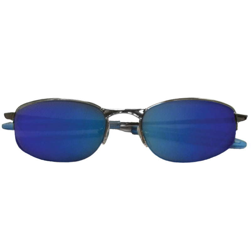 Sports Sunglasses Fishing Metal Silver Half Frame/Blue Lens 1117