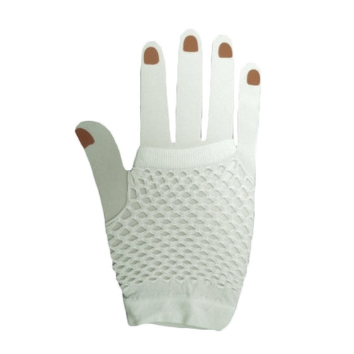 80's Short Fishnet Gloves - White 1240