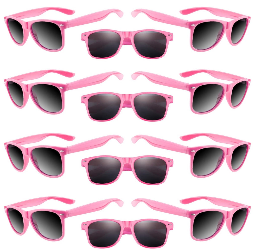 Girls Sunglasses | Kids Neon Pink Iconic 80's Sunglasses 100% UV 12 PACK 13006