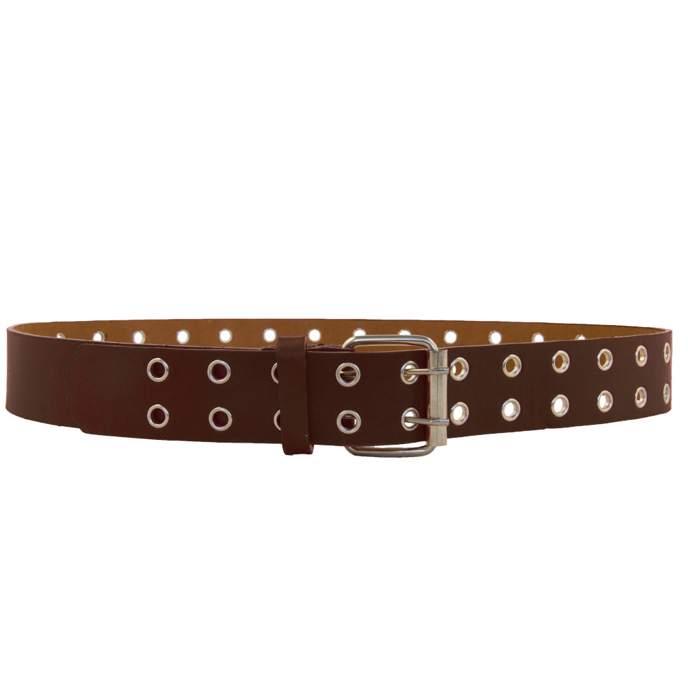Punk Belts Brown Two Rows Metal Holes Mix Sizes 12 PACK 2436A