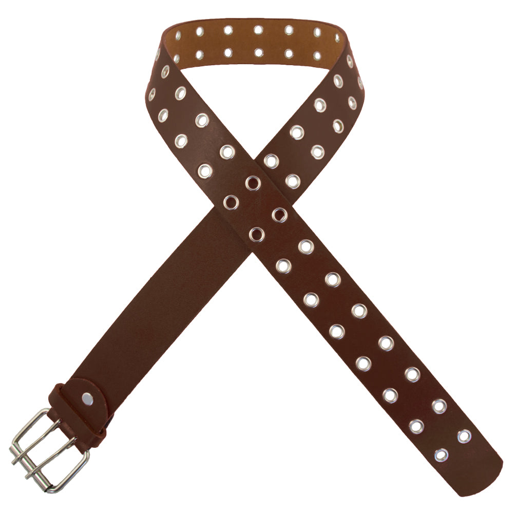 Brown Punk Two Rows Metal Holes Belt 2436-2439