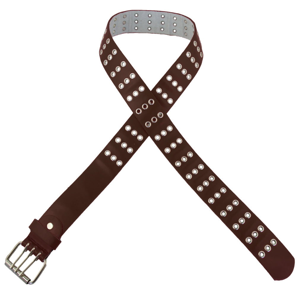 12 PACK Brown Punk Three Rows Metal Holes Belts Mix Sizes 2468A