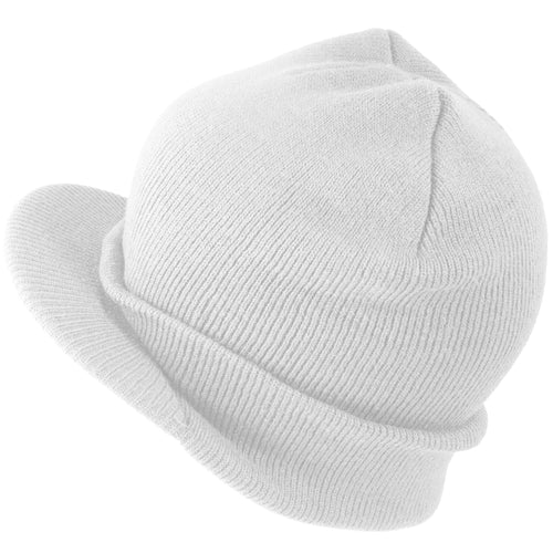 Beanie Visor Cap White 5777