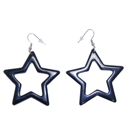 Black 80's Plastic Star Earrings 12 PACK WS6536D