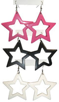 White 80's Plastic Star Earrings 6538