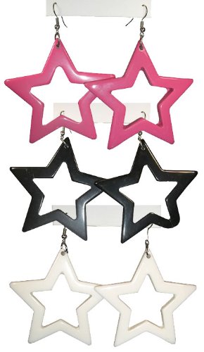 White 80's Plastic Star Earrings  12 PACK WS6538D
