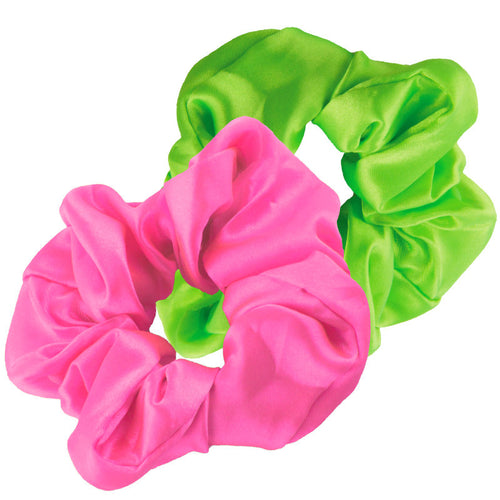 80's Scrunchies 2-Pack Neon Pink and Neon Green 6661