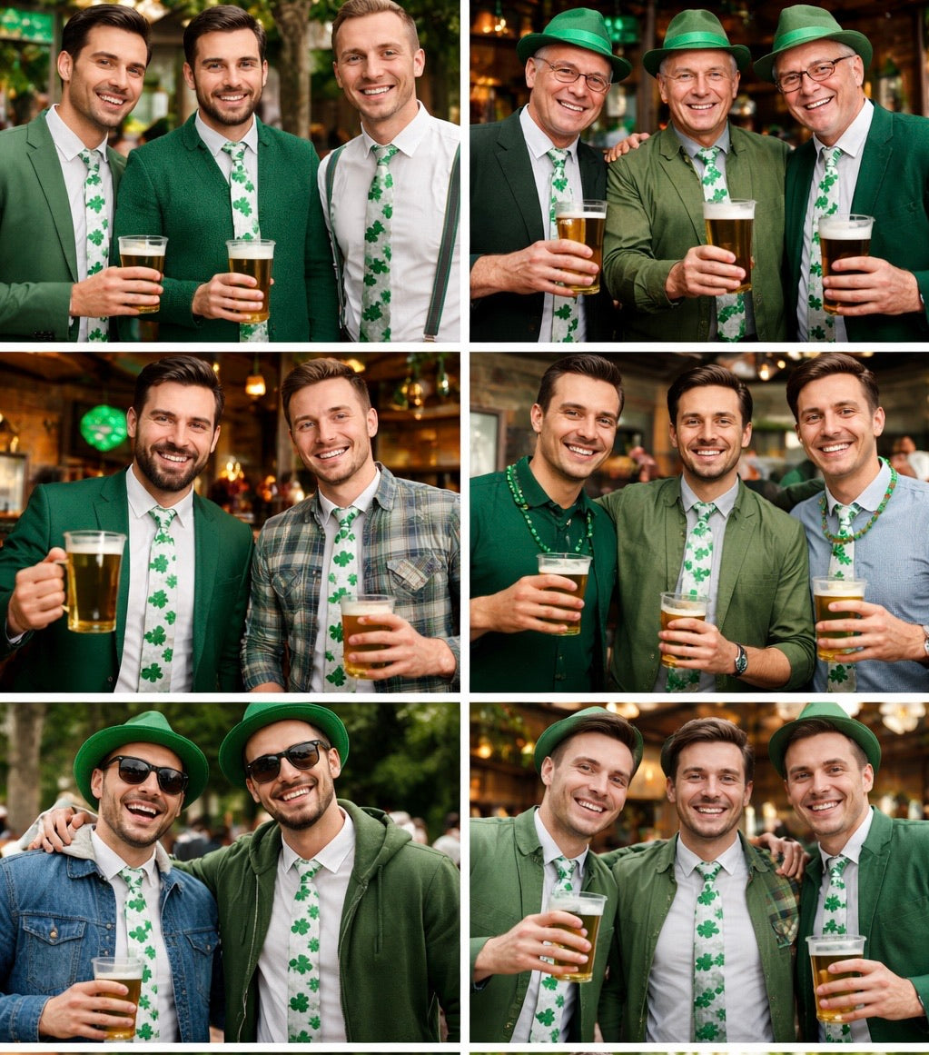 St Patricks Irish Shamrock Green Tie 6807